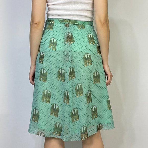 Vintage WINDOW to the GARDEN Print SKIRT! Medium - Picture 5 of 5